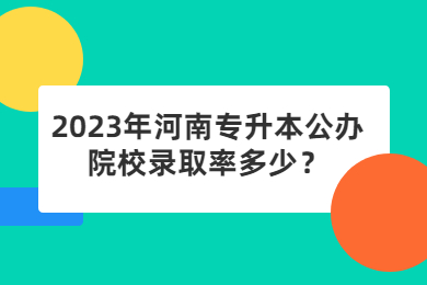 2023年河南专升本公办院校录取率多少？