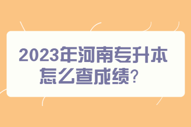 2023年河南专升本怎么查成绩?