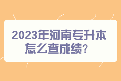 2023年河南专升本怎么查成绩？